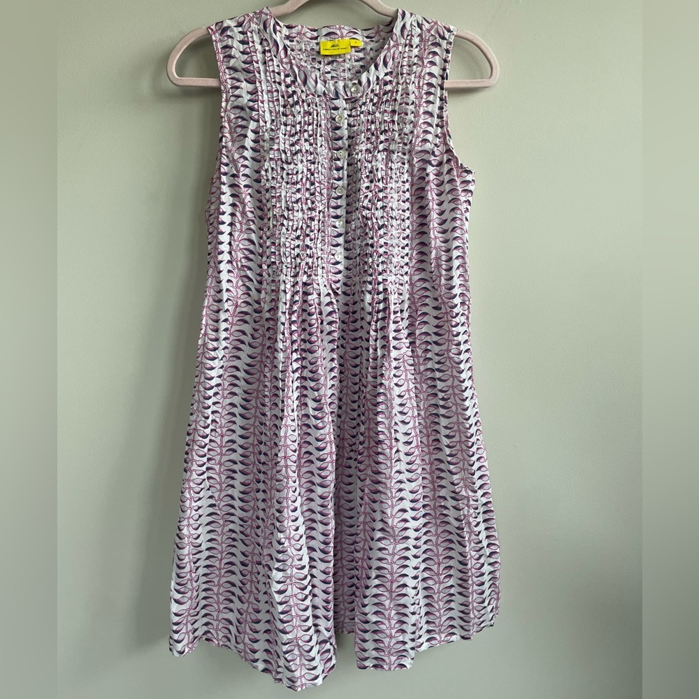 Roller Rabbit Isola Dress Pink White Blue Floral Vine Sleeveless Mini Dress